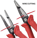 NEIKO 02038A 6-in-1 Wire Service Tool | 8-1/2" Length | Gripper, Crimper, Stripper, Cutter, Extractor, Electrician Plier