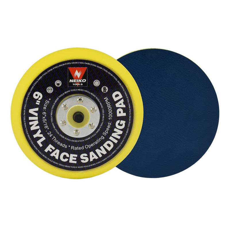 NEIKO 30262A 6" Sanding Pad with Vinyl PSA Backing, 5/16” Arbor with 24 Thread Mounts, 10,000 RPM, Sanding Pads are Ideal for Orbital and Dual Action Sander
