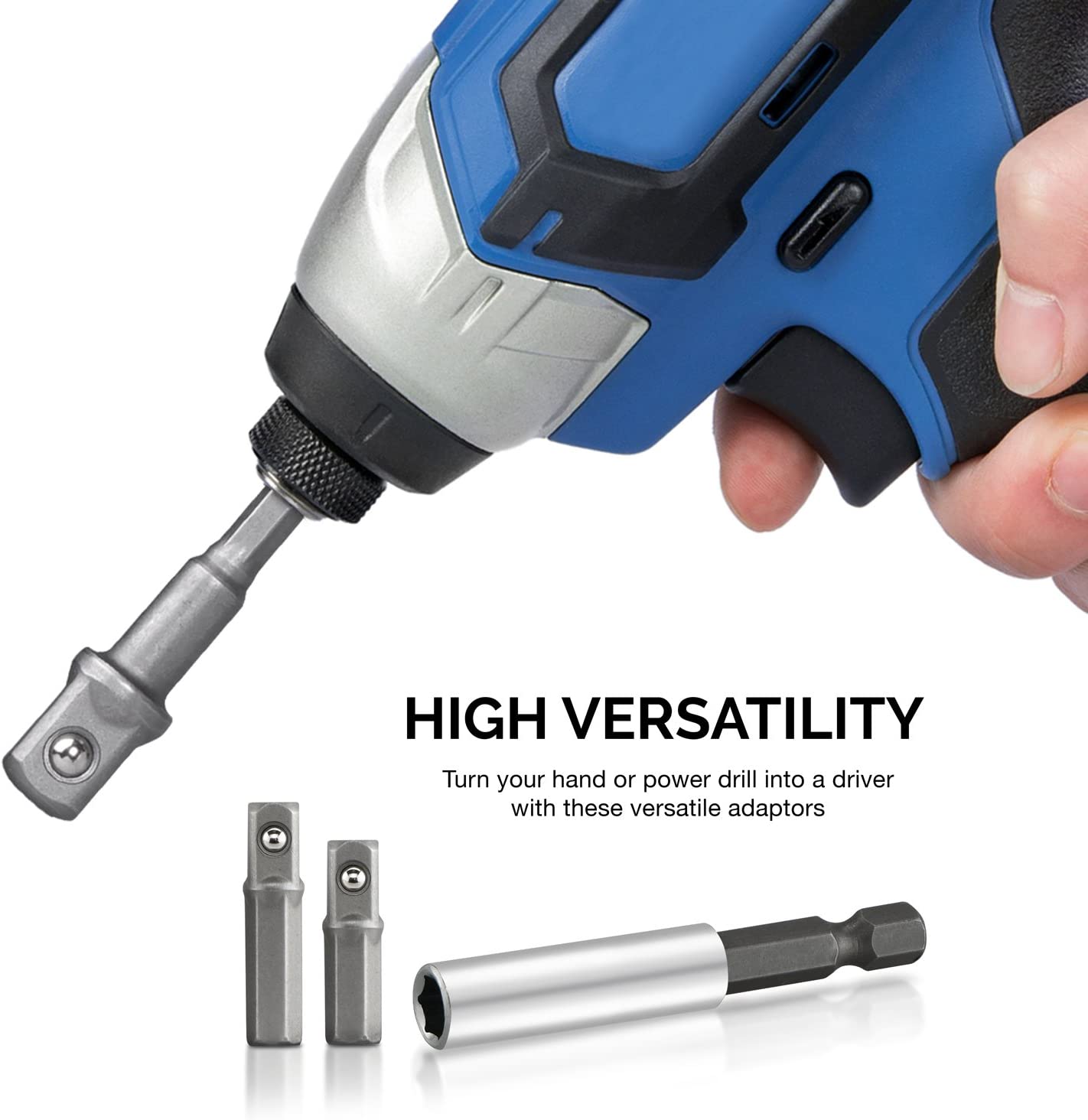 Socket Adapter Extension Drill-Bit Set, Includes 1/4-, 3/8-, & 1/2" Drives (9-Piece)