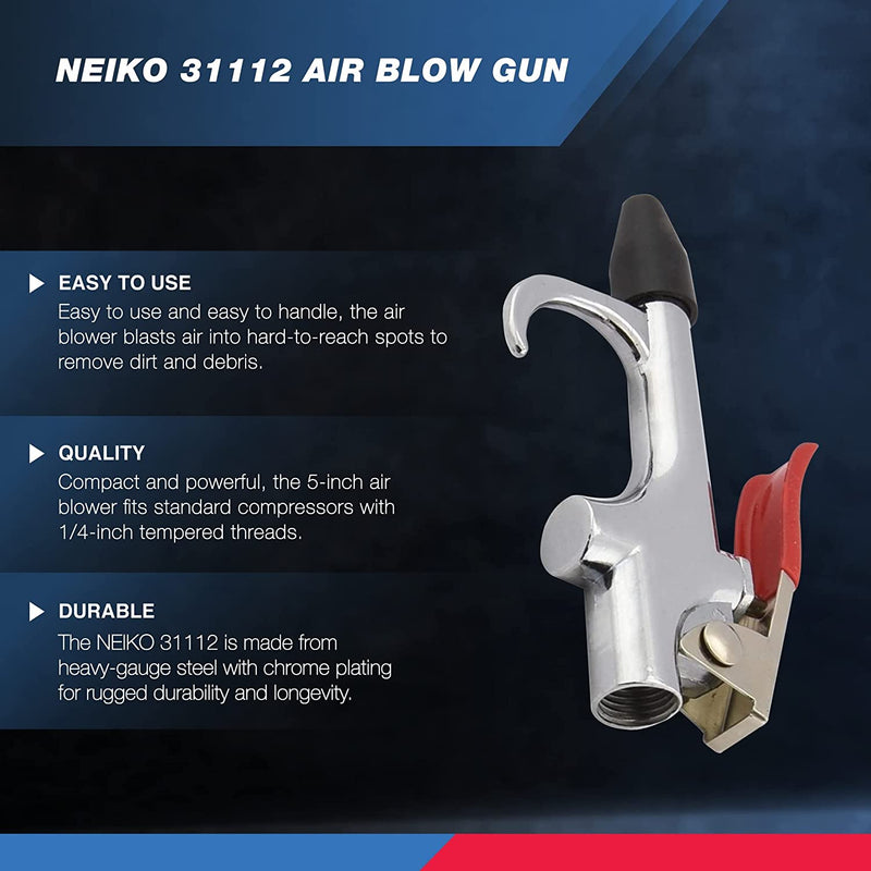 Neiko 31112 Air Blow Gun Nozzle Set, Air Compressor' Air Gun W/ 5 Interchangeable Nozzles, Air-Compressor Accessories Tools Air Gun, Air Blower Gun
