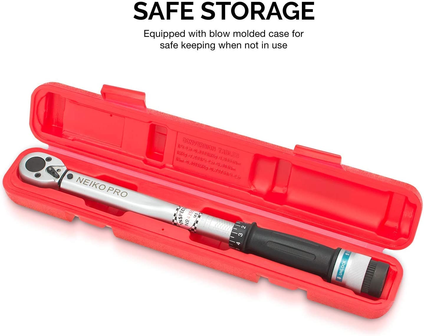 3/8" Torque Wrench, 3/8” Drive SAE, 15-80 Ft-Lb, 14” Length, Adjustable Click Torque Wrench