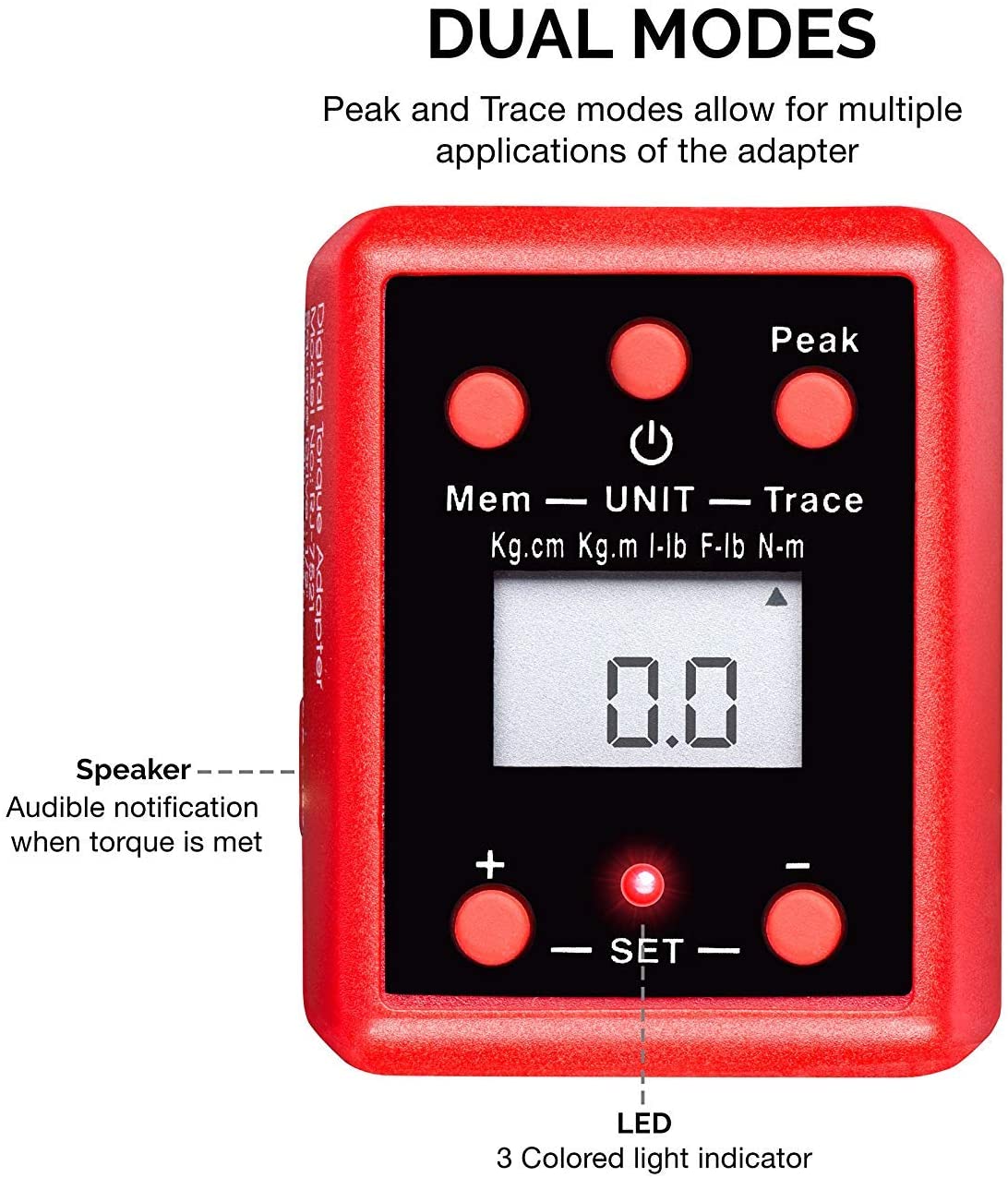1/2” Digital Torque Adapter, 29.5-147.5 Ft-Lb