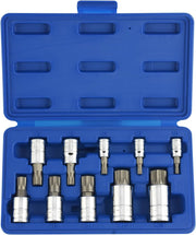 1/4", 3/8" & 1/2" Drive XZN Triple Square Spline Bit Socket Set Cr-V Sockets & S2 Steel Bits (10-Piece)