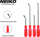 NEIKO 20758A O-Ring Pick Set, 4 Piece Automotive Pick Set, Seal Puller Pick and Hook Set for O-Rings