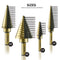 NEIKO 10169A Step Drill Bit Set and Automatic Center Punch | 5 Piece, 41 SAE Sizes Total, 1/8” – 1-3/8” | Titanium High Speed Steel Unibit, Stepper Cone Drill Bit | Two Flute Step Down Bits