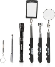 Magnetic Pickup Tool & Telescoping Mirror Set — LED Flashlight, 6 Tools (6-Piece)