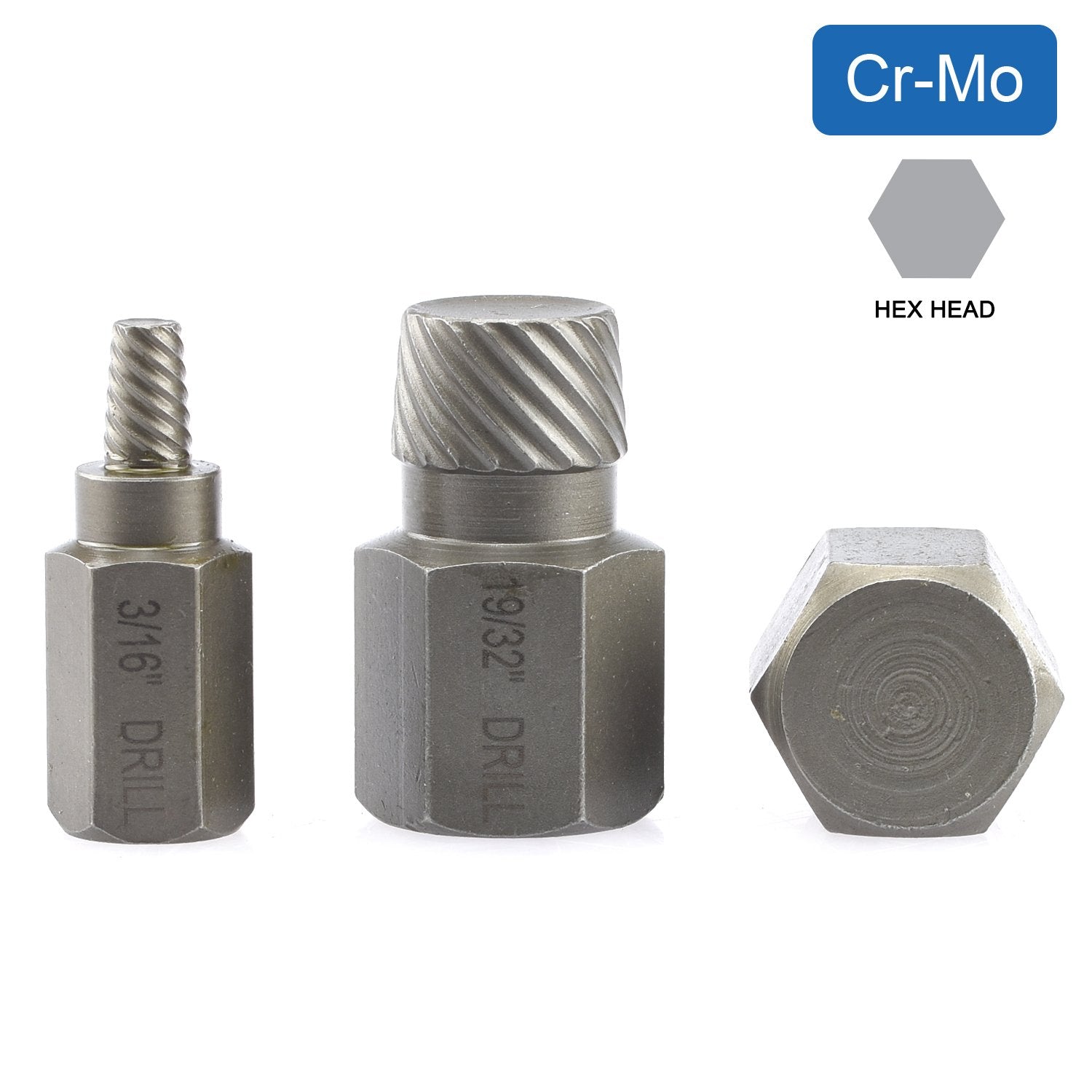 Hex-Head Multispline Screw & Bolt Extractor Set — Cr-Mo Steel, 1/8"–7/8" (25-Piece)