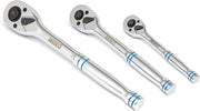 100-Tooth Quick-Release Ratchet Wrench Set — 1/4", 3/8" & 1/2" Drive, CrV Steel (3-Piece)