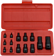 Allen-Bit Socket Set, Metric Socket Set, 2.5 mm to 19 mm, 1/4", 3/8", & 1/2" Drive, CrMo Steel (14-Piece)