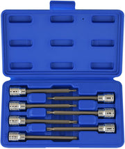 3/8" Drive Extra-Long Torx Star Bit Socket Set — T10–T40, 4-3/8" Length, S2 & CrV (7-Piece)