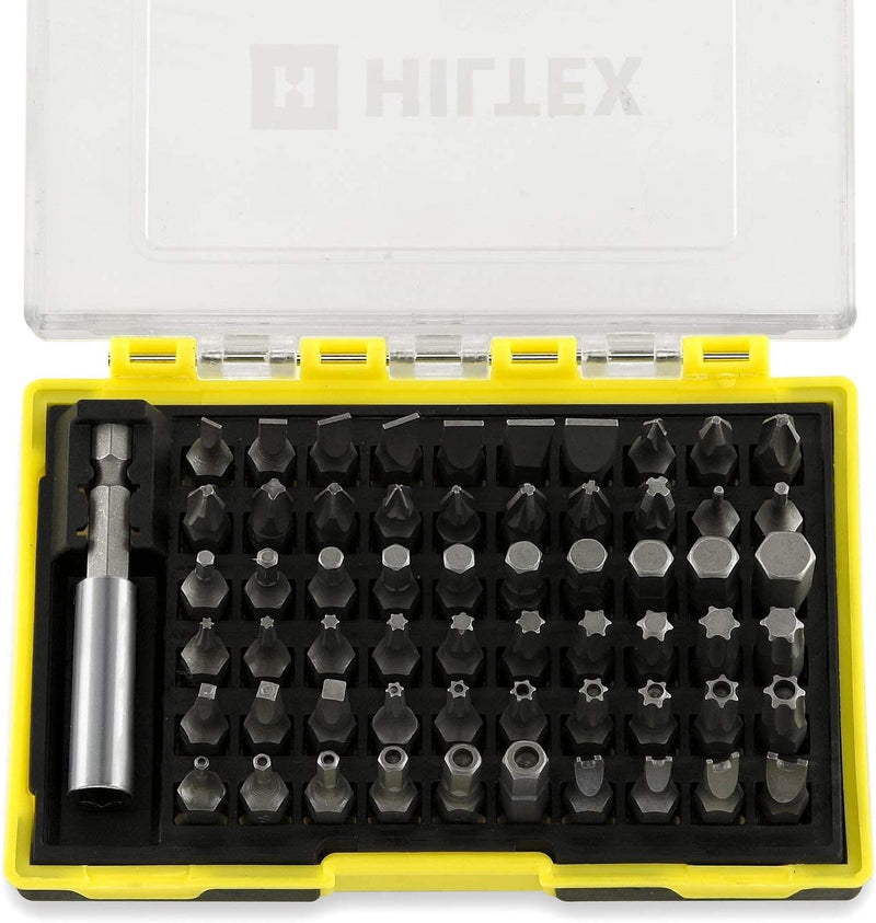 Hiltex 10060 Security Bit Set with Magnetic Extension Adapter, 61 Piece | 1/4-Inch Hex Shank | CR-V Steel