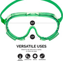 NEIKO 53829A Protective Safety Goggles | Clear Polycarbonate Lens | Impact and Chemical Splash Resistant | Construction, Lab Work, Gun Shooting | Indirect Ventilation | ANSI Z87.1, green (universal)