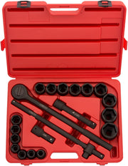 3/4" Drive Jumbo Impact Socket Set Shallow, SAE, Sizes 3/4” to 2”, Cr-V Steel (21-Piece)