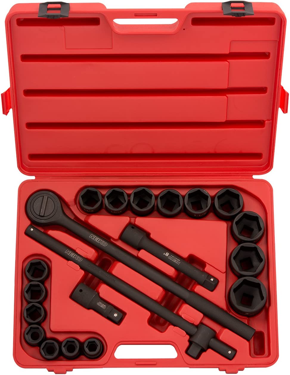 3/4" Drive Jumbo Impact Socket Set Shallow, SAE, Sizes 3/4” to 2”, Cr-V Steel (21-Piece)