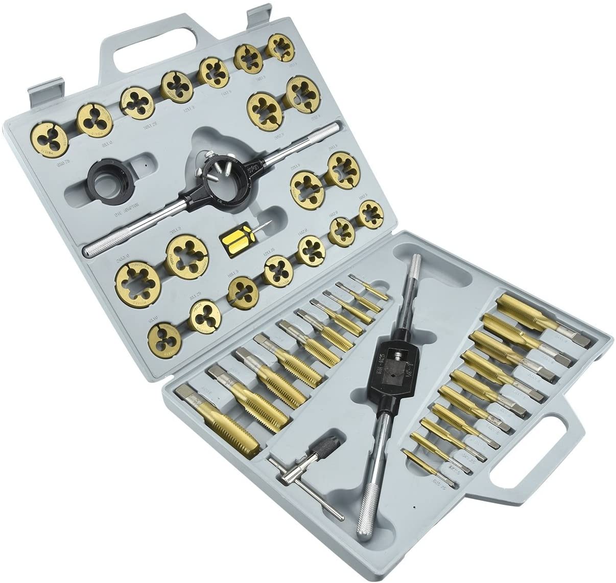 Pro-Grade Large-Diameter Titanium SAE Tap & Die Set, High-Quality Thread-Repair Kit (45-Piece)