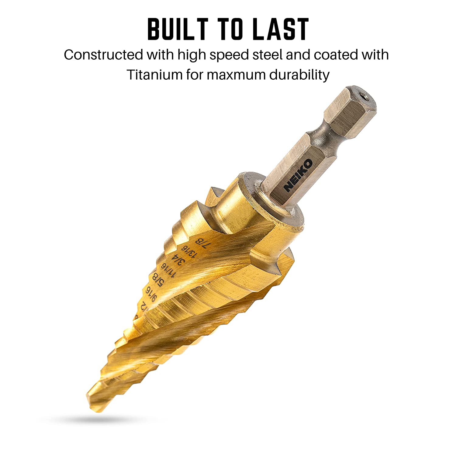 Steel Spiral Quick-Change Step Drill Bit for Metal with 4-Flute Spiral Grooved Design