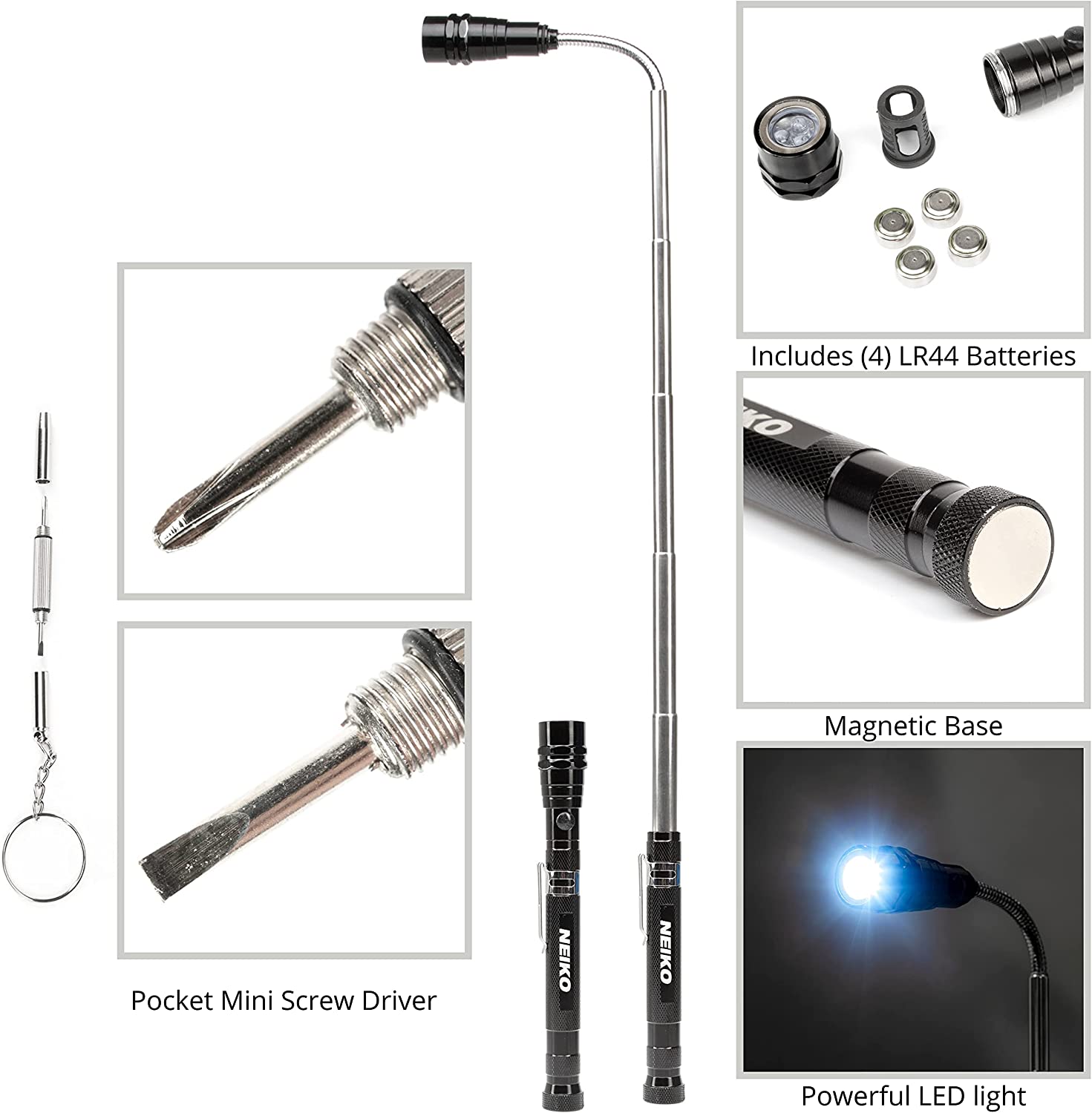 NEIKO (6) Piece Set, Magnetic Tool & Telescoping Mirror Set – NEIKO® NEIKO (6) Piece Set, Magnetic Tool & Telescoping Mirror Set – NEIKO®