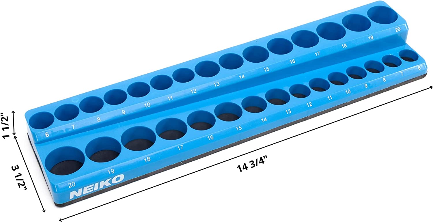Magnetic Socket Holder, 3/8” Drive, 6mm-20mm, Holds Shallow & Deep Sockets Tray