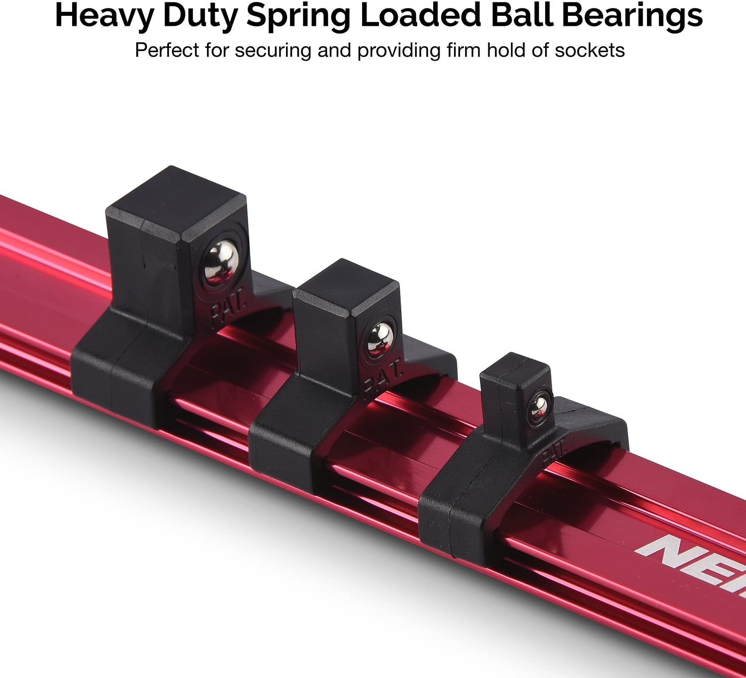 Aluminum Socket Holder & Socket Organizer Tray for Toolboxes with Lightweight & Heavy-Duty Rails, 1/4", 3/8", & 1/2" Drives Socket Storage Set (3-Piece)