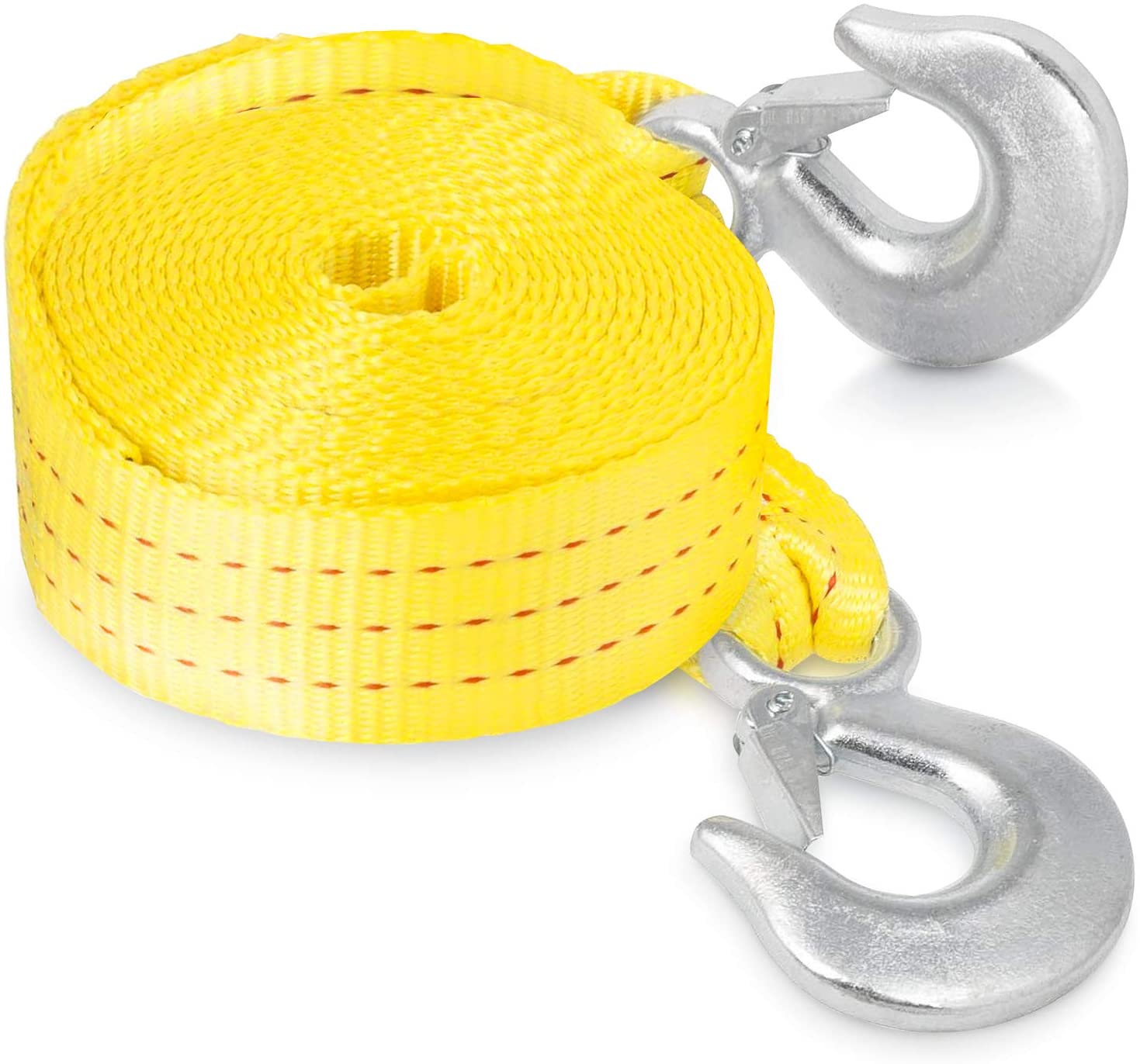 Heavy-Duty Tow Strap with Hooks — 2" × 20', 10,000-Lb Capacity, Polyester