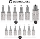 NEIKO 10073A Tamper Proof Torx Bit Socket Set |13-Piece | S2 Steel Bits & Cr-V Steel Sockets | TT8 – TT60