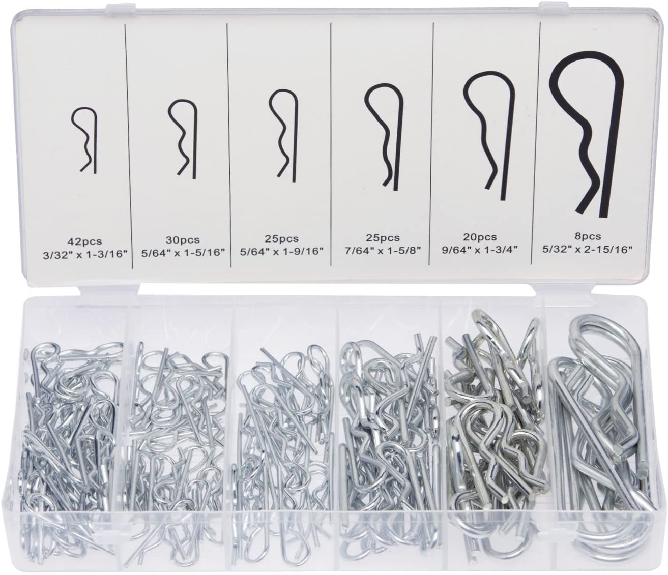 Cotter Pin Assortment Kit Zinc Plated Steel Clips (150-Piece)