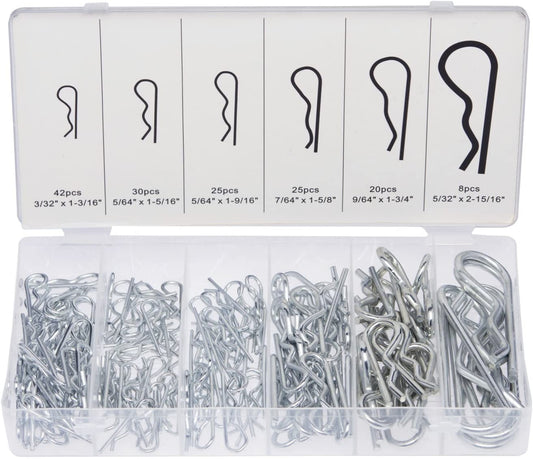 Neiko 50457A Cotter Pin Assortment Kit, 150 Piece Zinc Plated Steel Clips, Small Cotter Pins for Use on Hitch Pin Lock System, Assorted Cotter Pins, Hair Pin Assortment Kit, R Clips