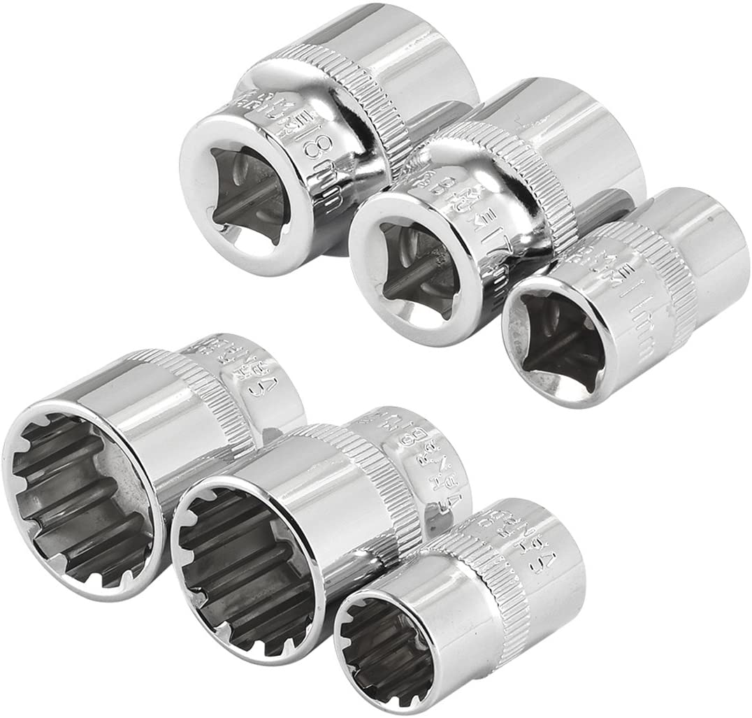 3/8" Drive Universal Spline Socket Set — 8-in-1, Metric & SAE, CrV (18-Piece)