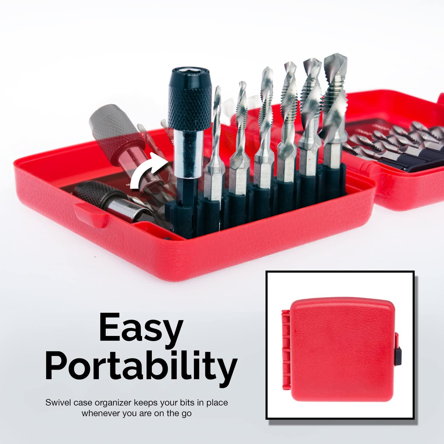 Combination Drill & Tap Bit Set — SAE, Quick-Change Adapter (13-Piece)