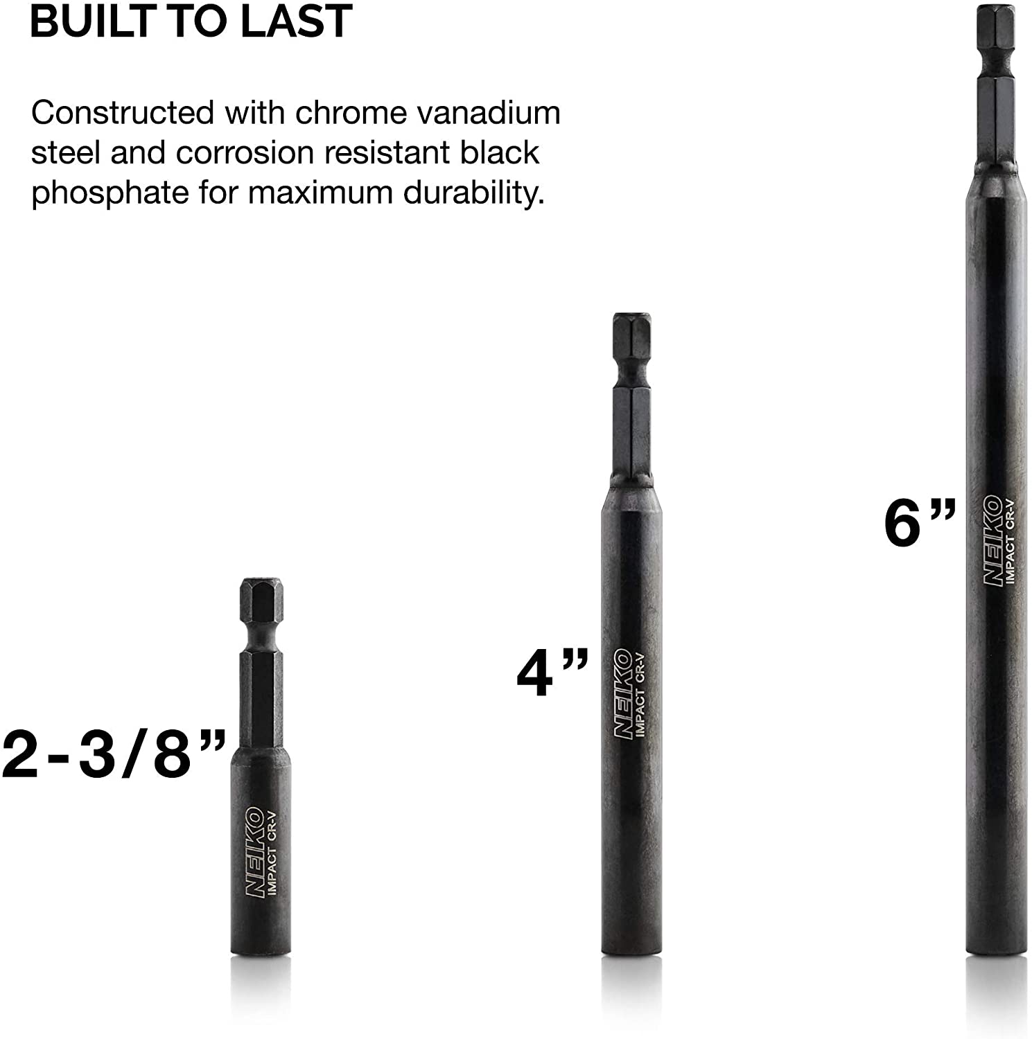 Magnetic Bit Holder Set - 2-3/8, 4, & 6, Premium Cr-V Steel, 1/4" Hex Shank Design (3-Piece)