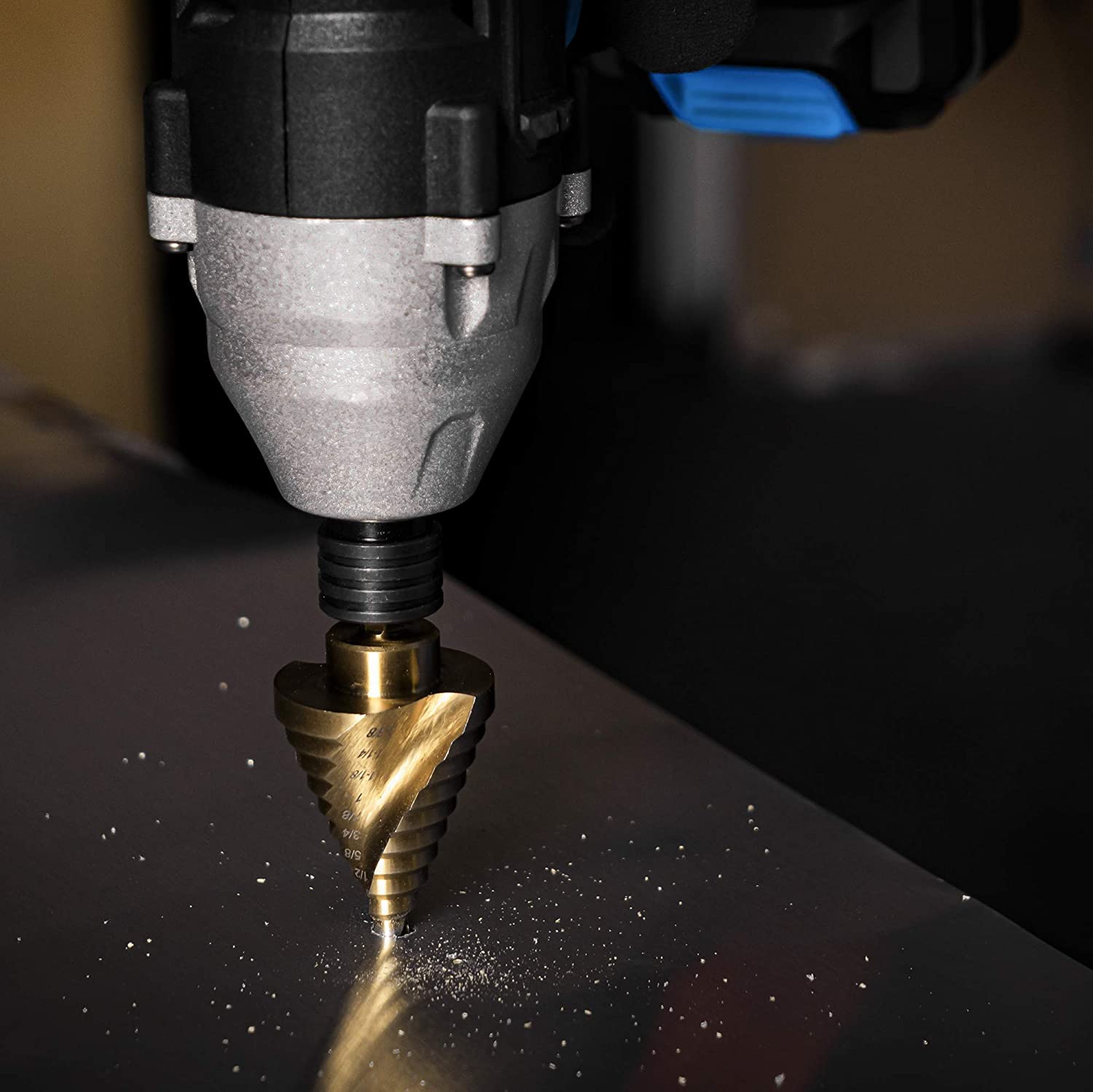 Quick Change Spiral Grooved Step Drill Bit, 10 Step Drill Bit Sizes In One - 1/4" to 1-3/8"