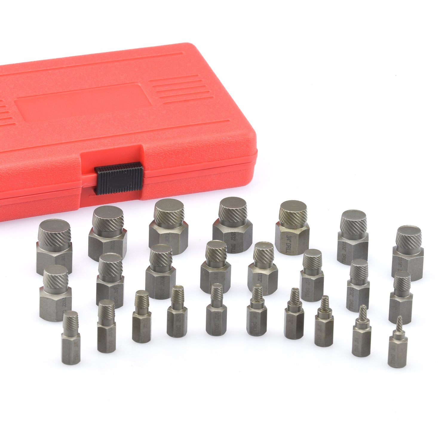 Hex-Head Multispline Screw & Bolt Extractor Set — Cr-Mo Steel, 1/8"–7/8" (25-Piece)