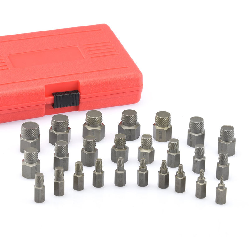 NEIKO 04204A Hex-Head Multispline Screw and Bolt Extractor Set, Easy-Out Screw Extraction, Broken Bolt Remover, Stripped Fastener Tool, 1/8 Inch to 7/8 Inch in 1/32-Inch Increments, CrMo, 25 Pieces