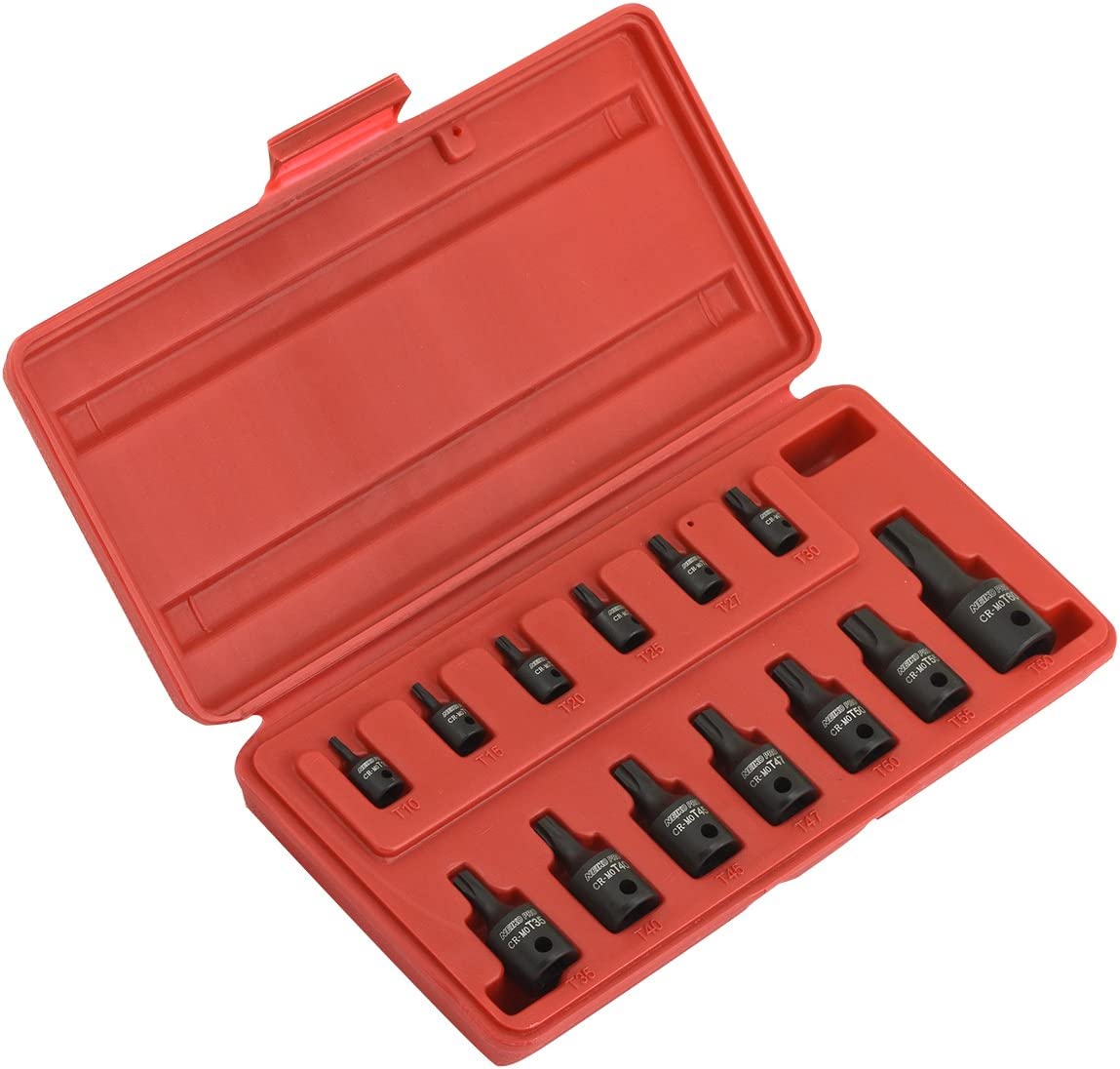 Security Torx Impact Socket Set — Cr-Mo Steel, Tamperproof, 1/4", 3/8" & 1/2" Drive (13-Piece)