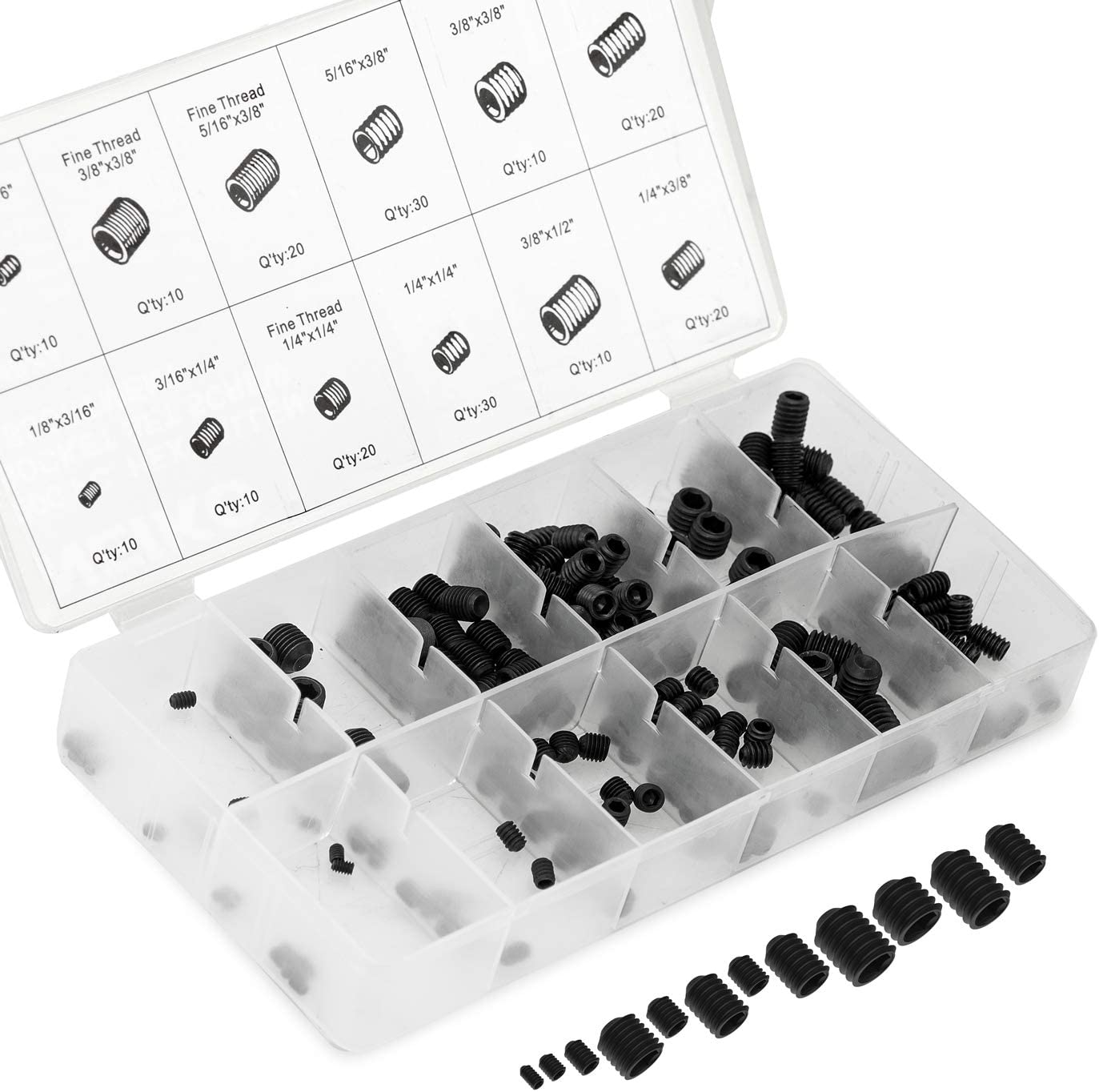 Internal Hex Allen Set Screw Assortment Kit (200-Piece)