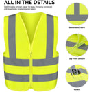 NEIKO 53965A High Visibility Safety Vest with 2 Pockets, ANSI/ISEA Standard, Color Neon, 3XL, Yellow