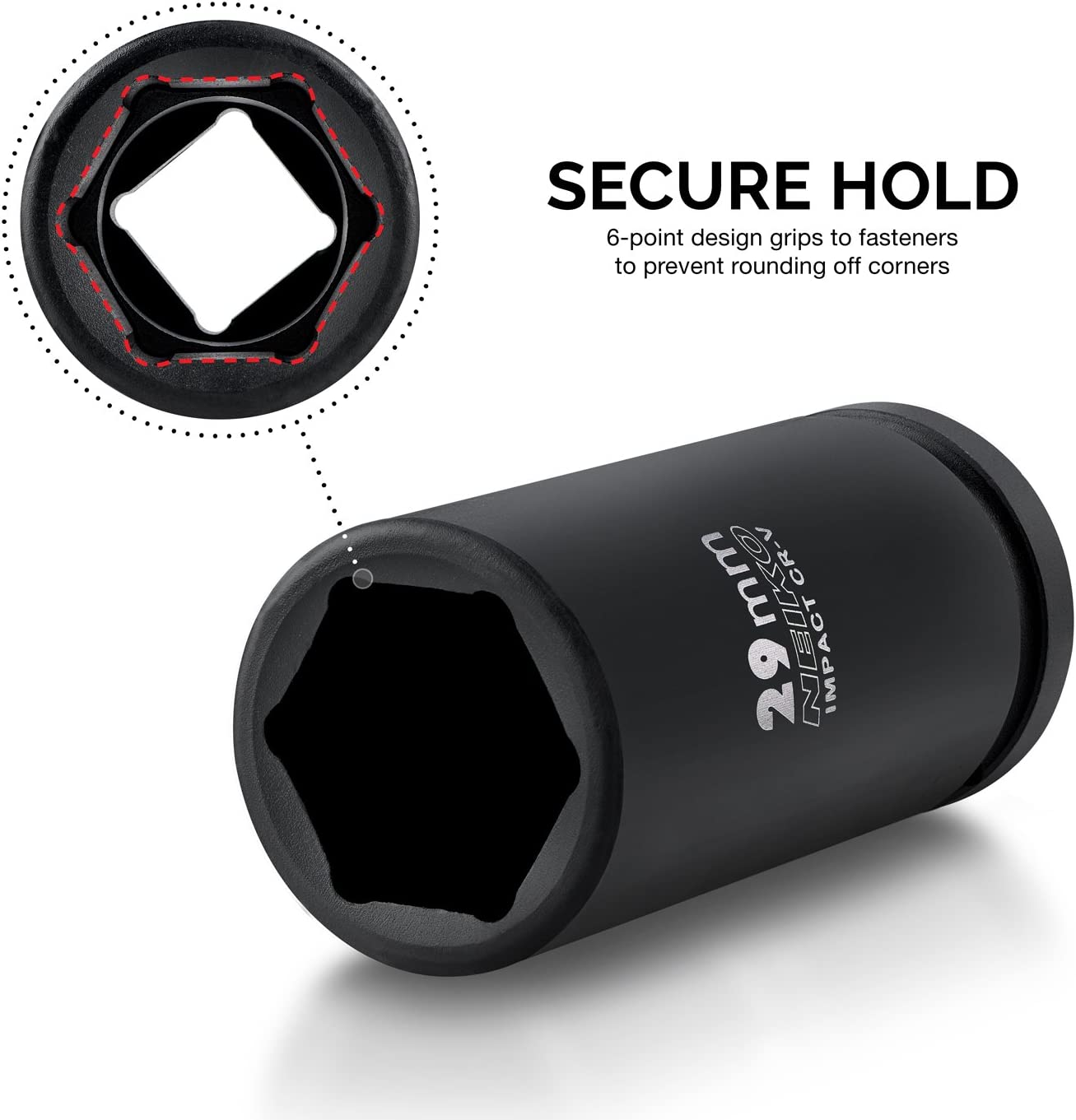 3/4" Drive Deep Impact Socket Set Jumbo Assortment, Metric Sizes (26 to 38 mm) (8-Piece)