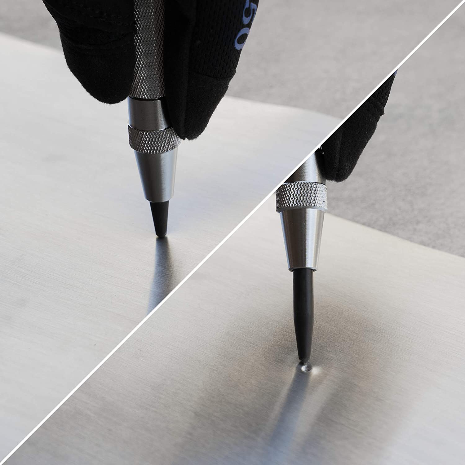 6" Automatic Center Punch — Adjustable Spring, Chrome-Plated CrV, S2 Tip
