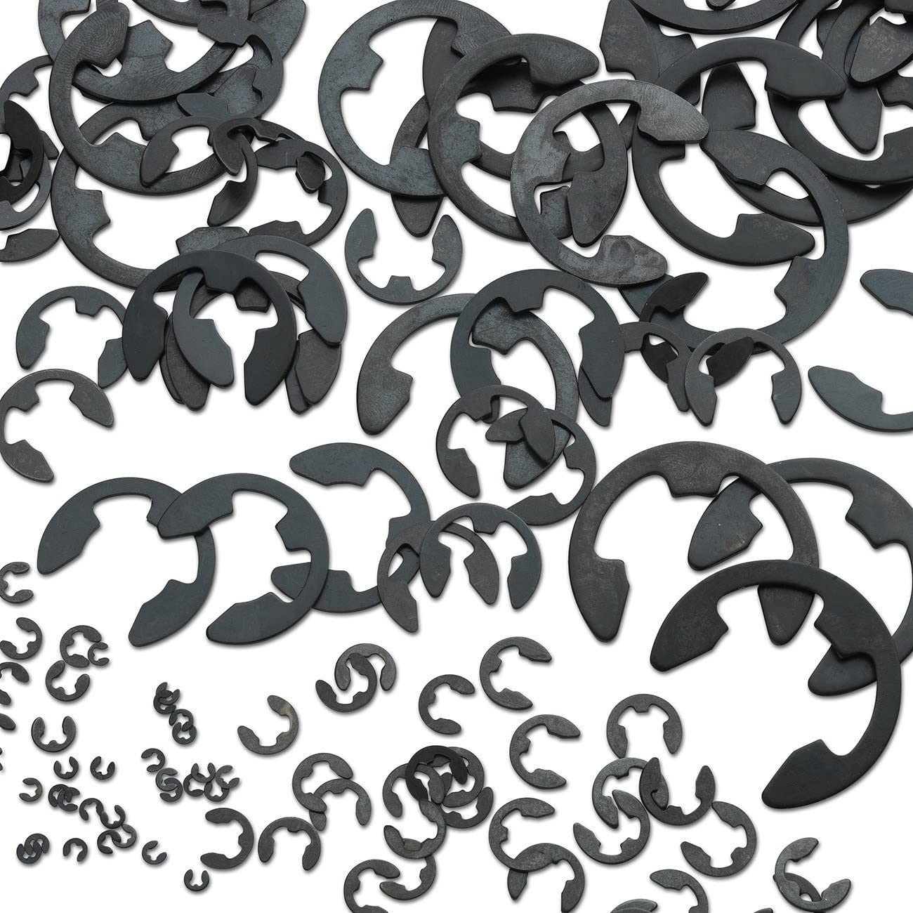 E-Clip Assortment Set — 9 SAE Sizes, Heat-Treated Carbon Steel (300-Piece)