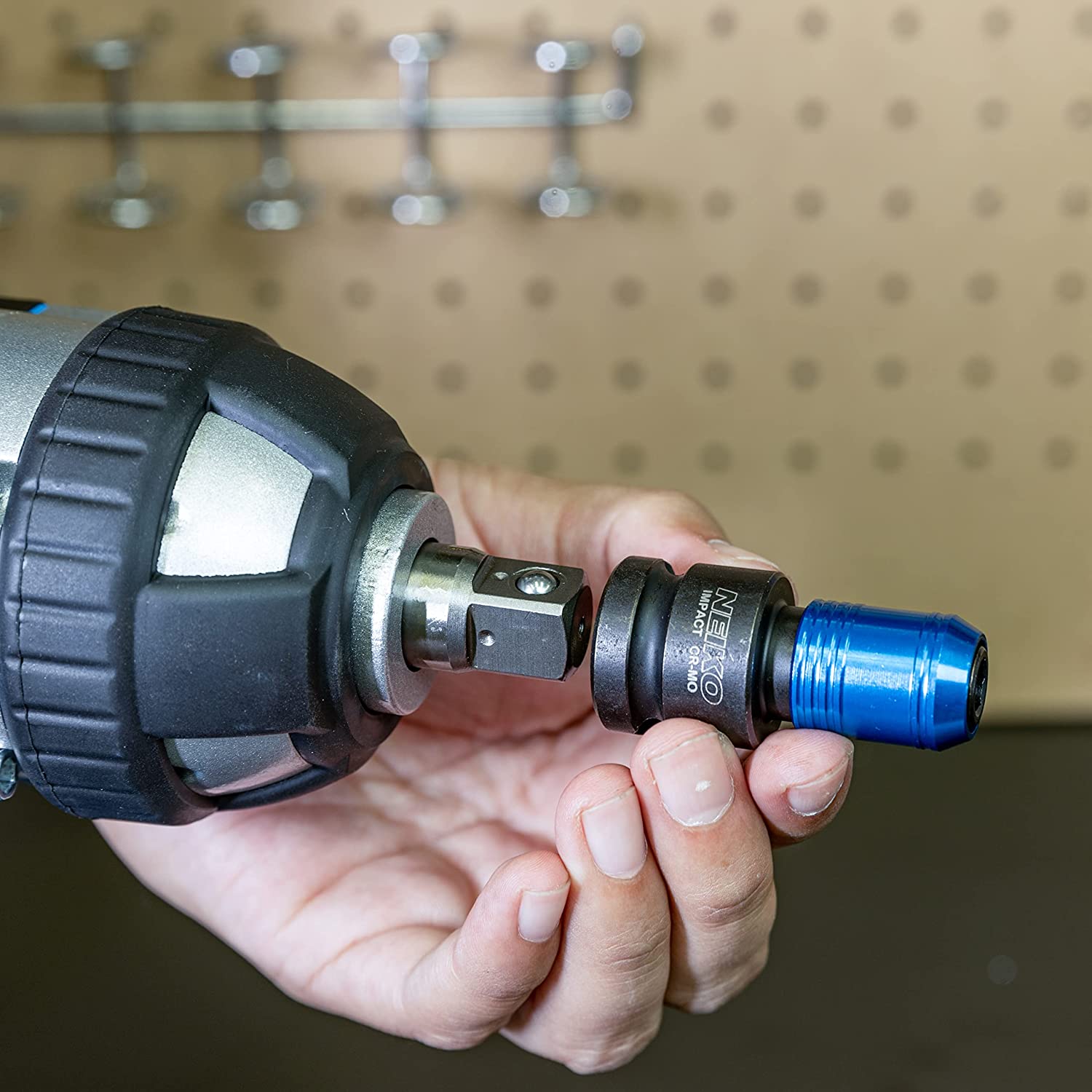 Impact Wrench Adapter — 1/2"(F) Drive to 1/4" Hex Converter, Cr-Mo Steel