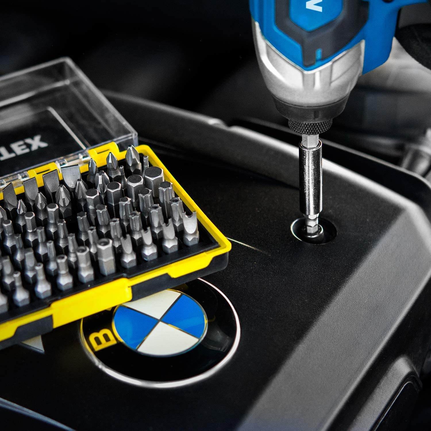 Security Bit Set with Magnetic Extension Adapter — 1/4" Hex Shank, CrV Steel (61-Piece)