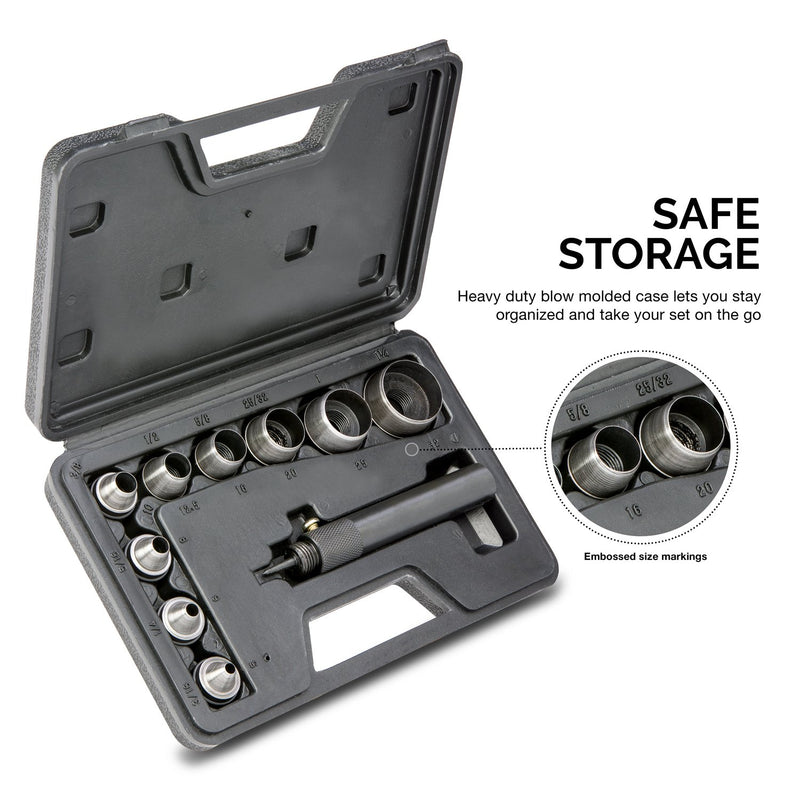 Hollow Punch Set — 9-Pc., With Punch Handle