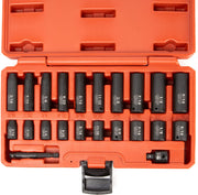 02435A, 22 Piece, 1/4 Socket Set, Standard 3/16” – 9/16” SAE, Deep & Shallow Sockets