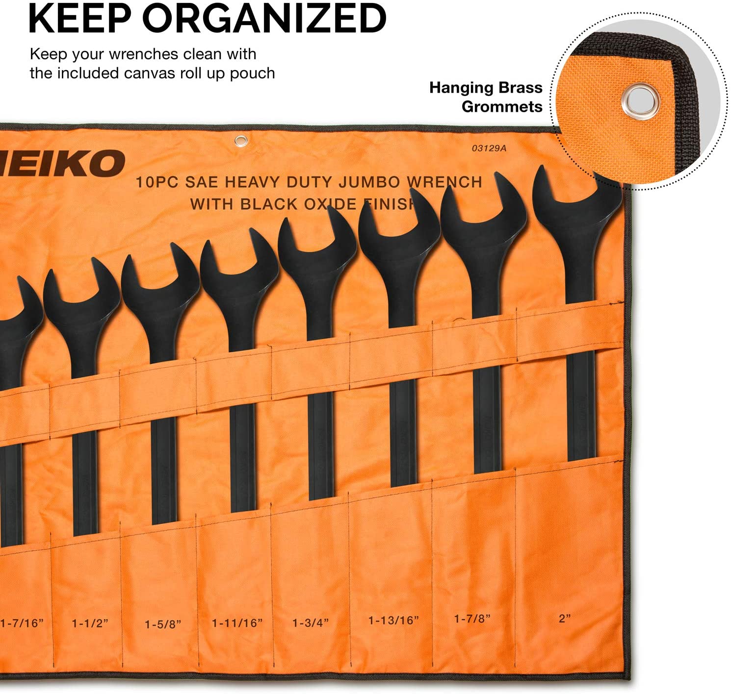 Jumbo SAE Combination Wrench Set — 1-5/16" to 2", Drop-Forged Steel (10-Piece)