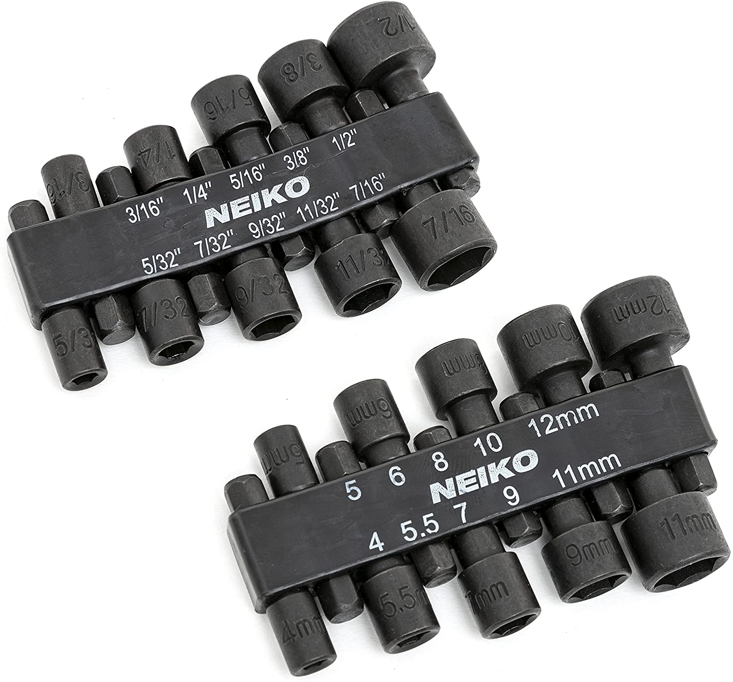 Nut Driver Set, For Impact Drill & Driver 1/4” Hex Small Nut Driver Bit Set, Metric & Standard (20-Piece)