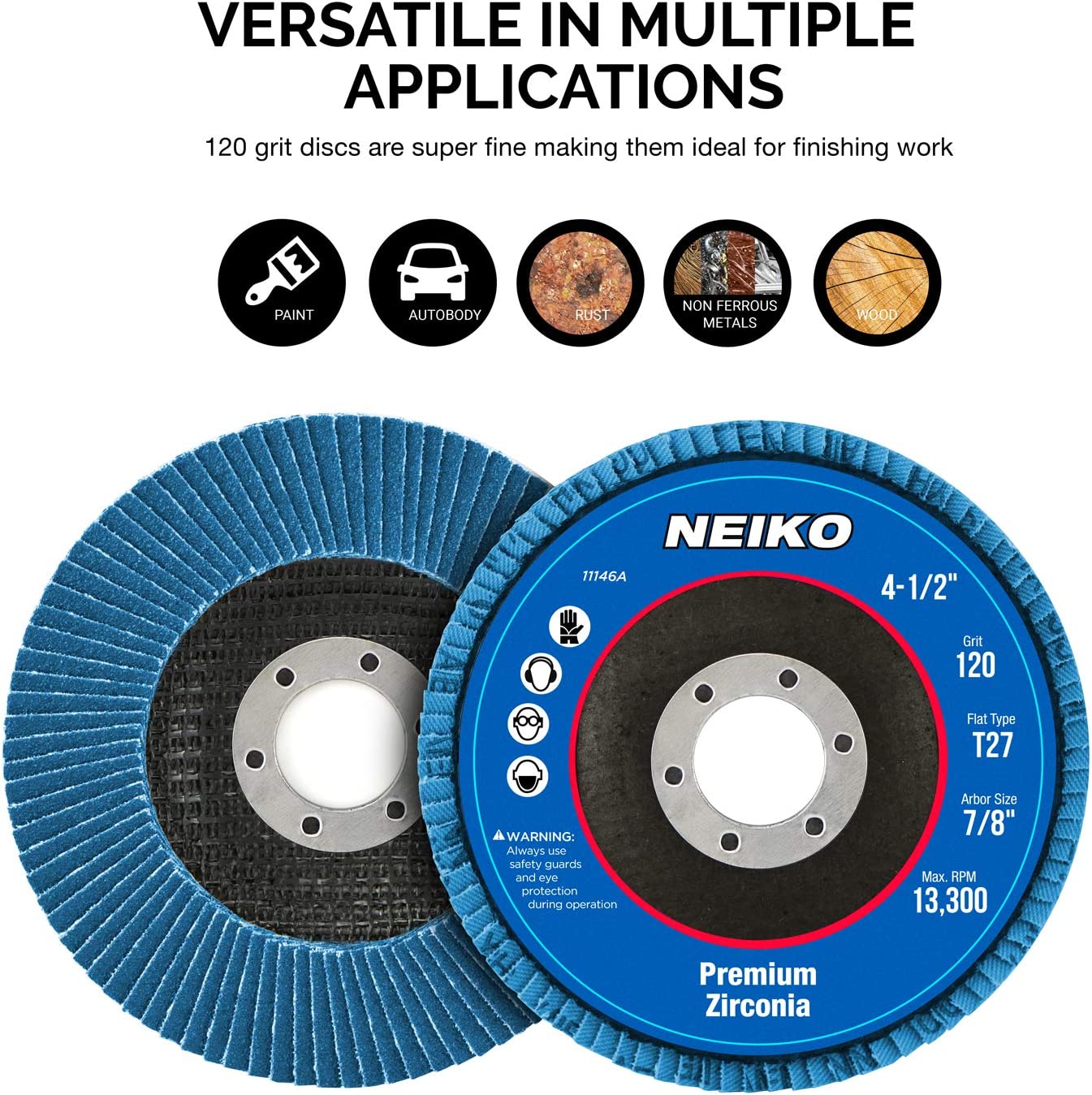 Zirconia Flap Disc — 4-1/2", 120 Grit, Bevel Type 29, 13,300 RPM (10-Pack)