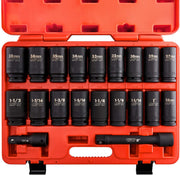 3/4" Drive Socket Set, Master SAE & Metric Socket Set, SAE 1" to 1 1/2" & Metric 26 to 38 mm (20-Piece)