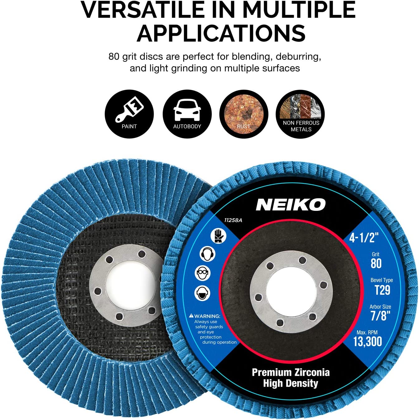 Jumbo Zirconia Flap Disc — 4-1/2", 80 Grit, Bevel Type 29, High Density (10-Pack)