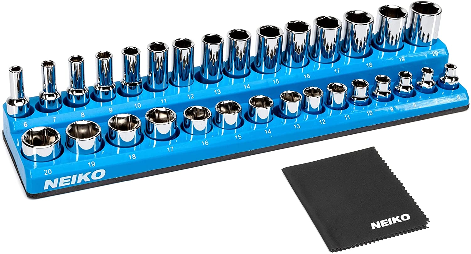 Magnetic Socket Holder, 3/8” Drive, 6mm-20mm, Holds Shallow & Deep Sockets Tray