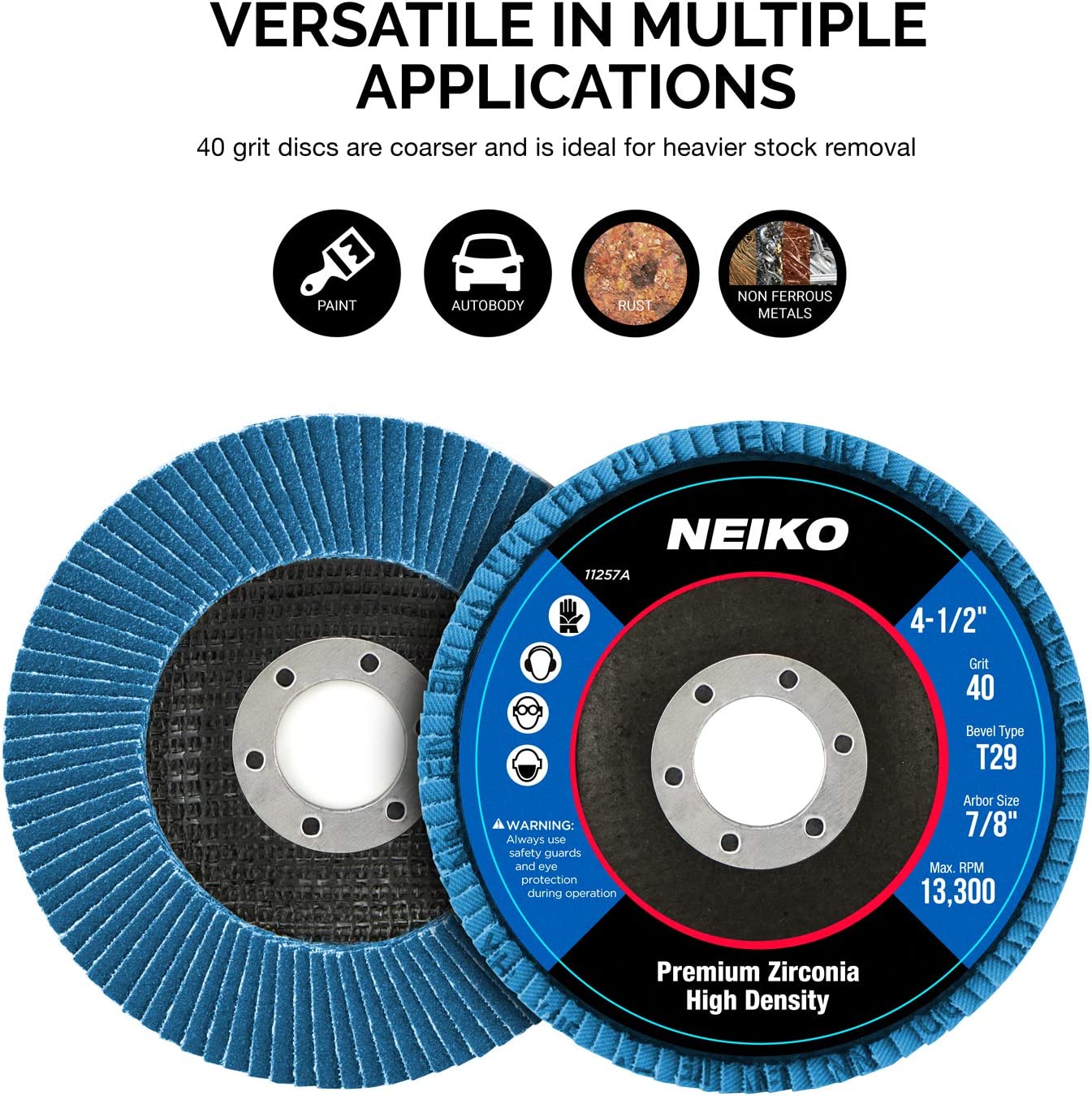 High-Density Jumbo Premium Zirconia Flap Disc — 4.5" × 7/8", 40 Grit, Type #29 (10-Pack)